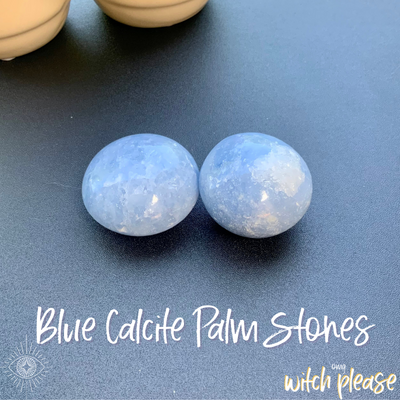 blue calcite palm stones