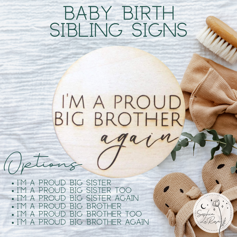 Simple Sibling Sign Baby Announcement Sibling Signs – Sophia LaRosa
